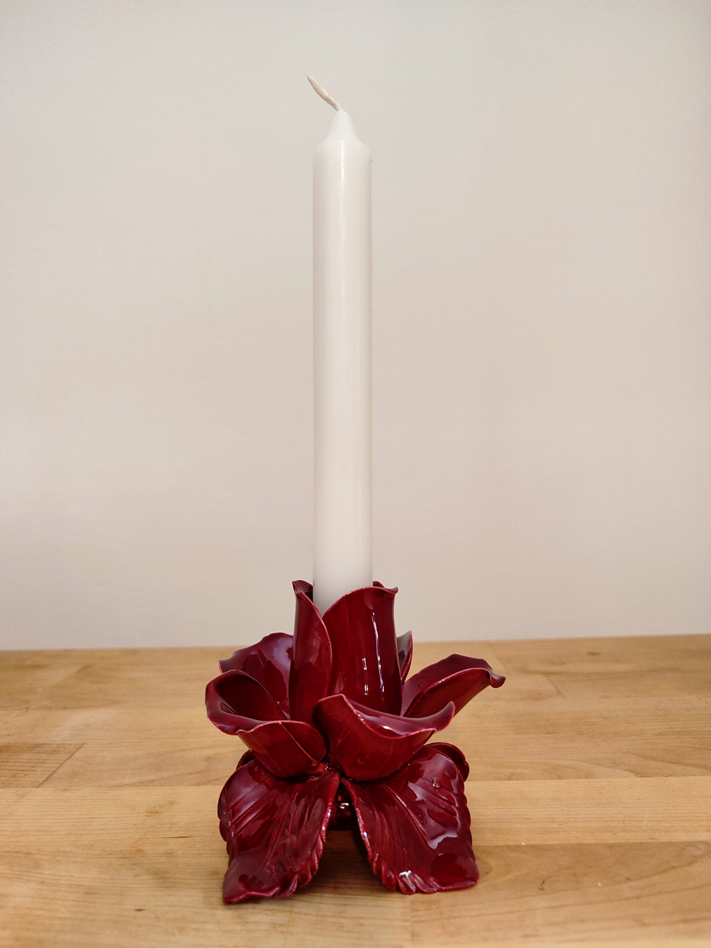 Portacandela Rosa in Ceramica Artigianale