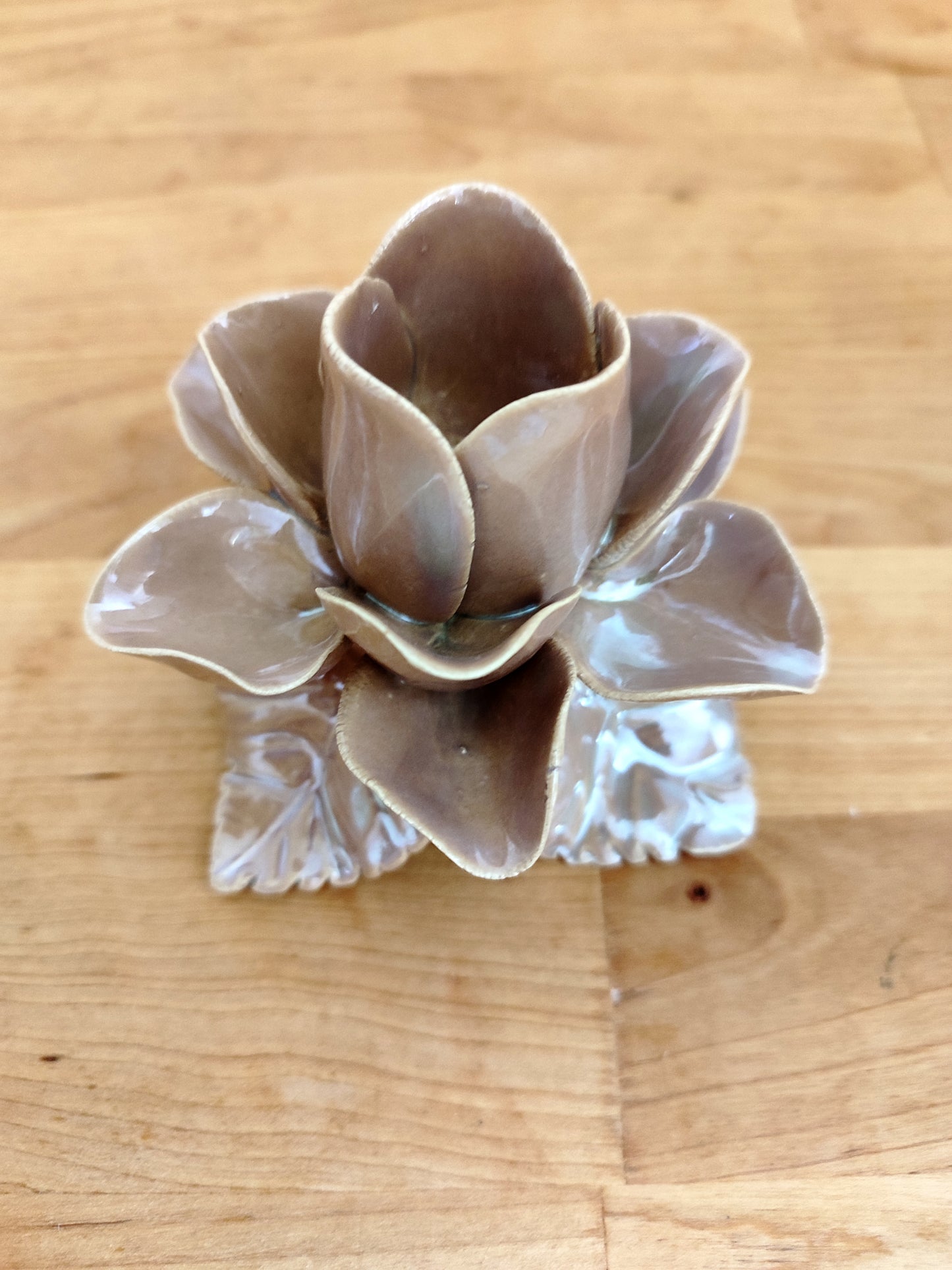 Portacandela Rosa in Ceramica Artigianale