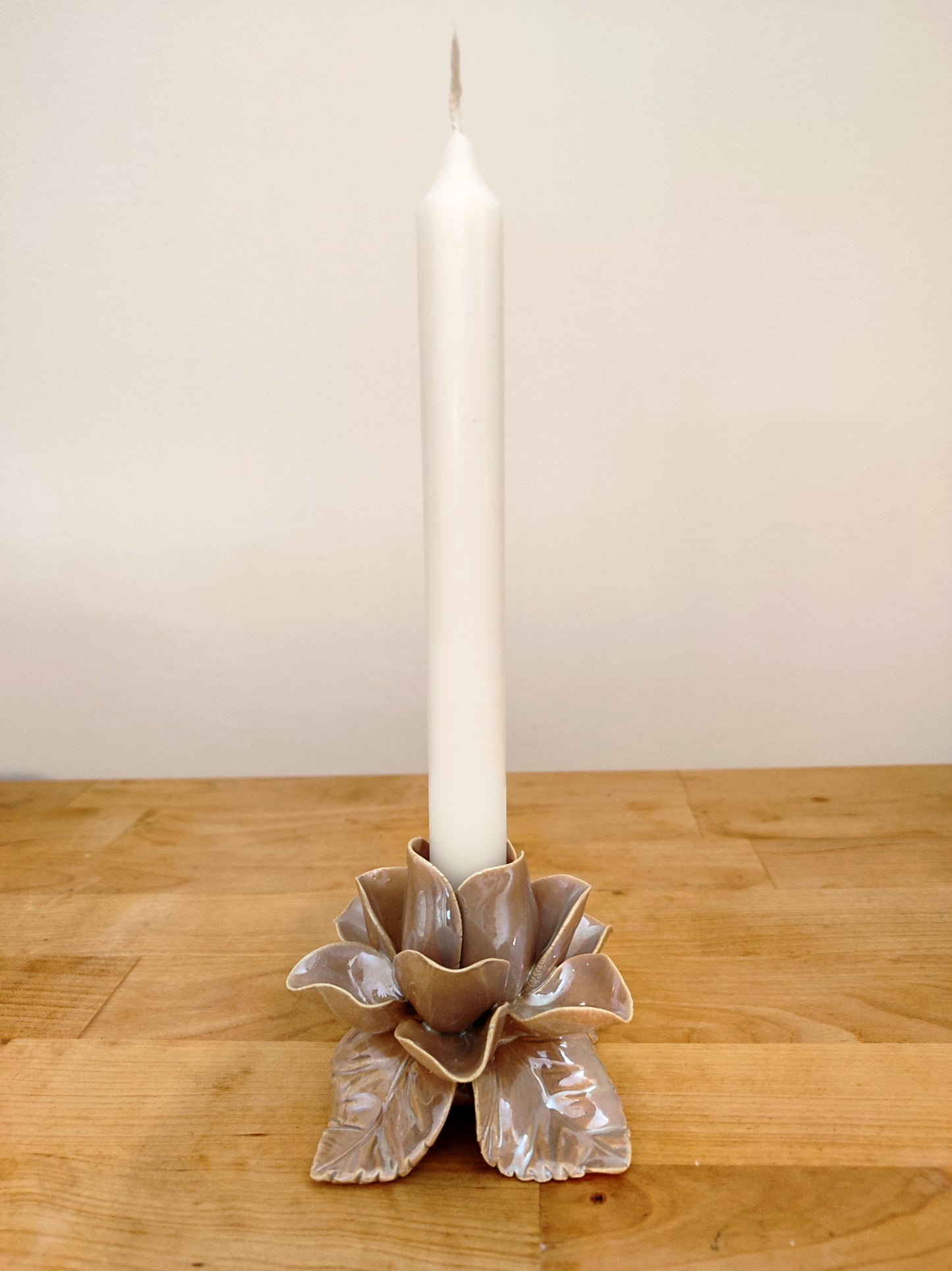 Portacandela Rosa in Ceramica Artigianale