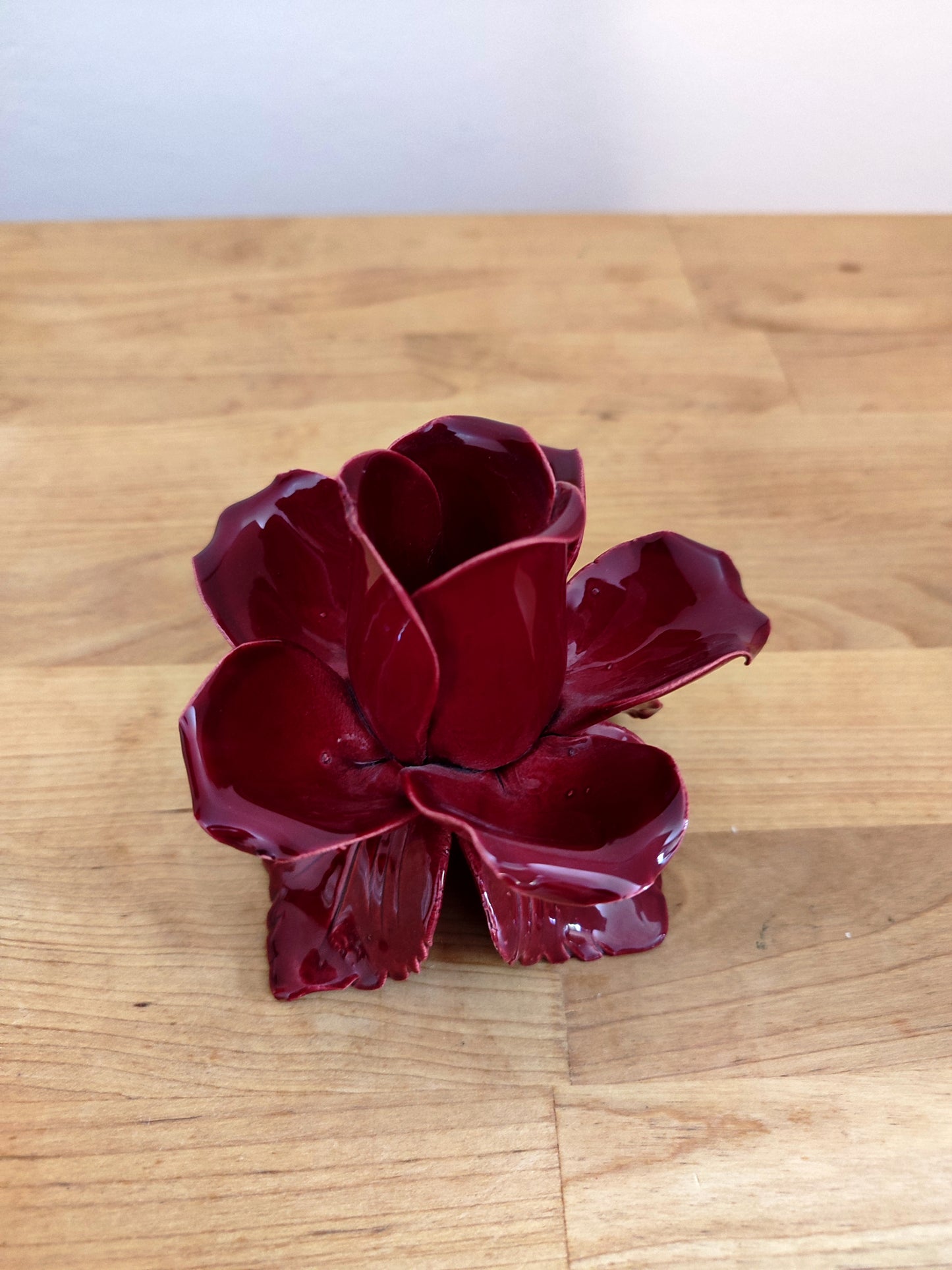 Portacandela Rosa in Ceramica Artigianale