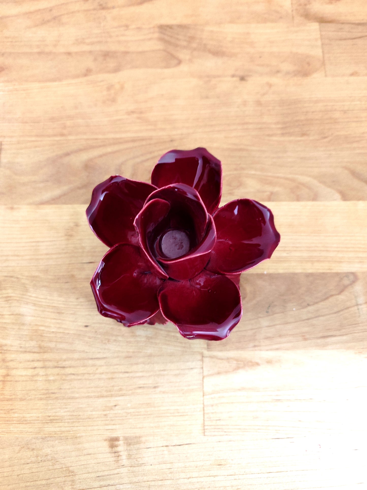 Portacandela Rosa in Ceramica Artigianale