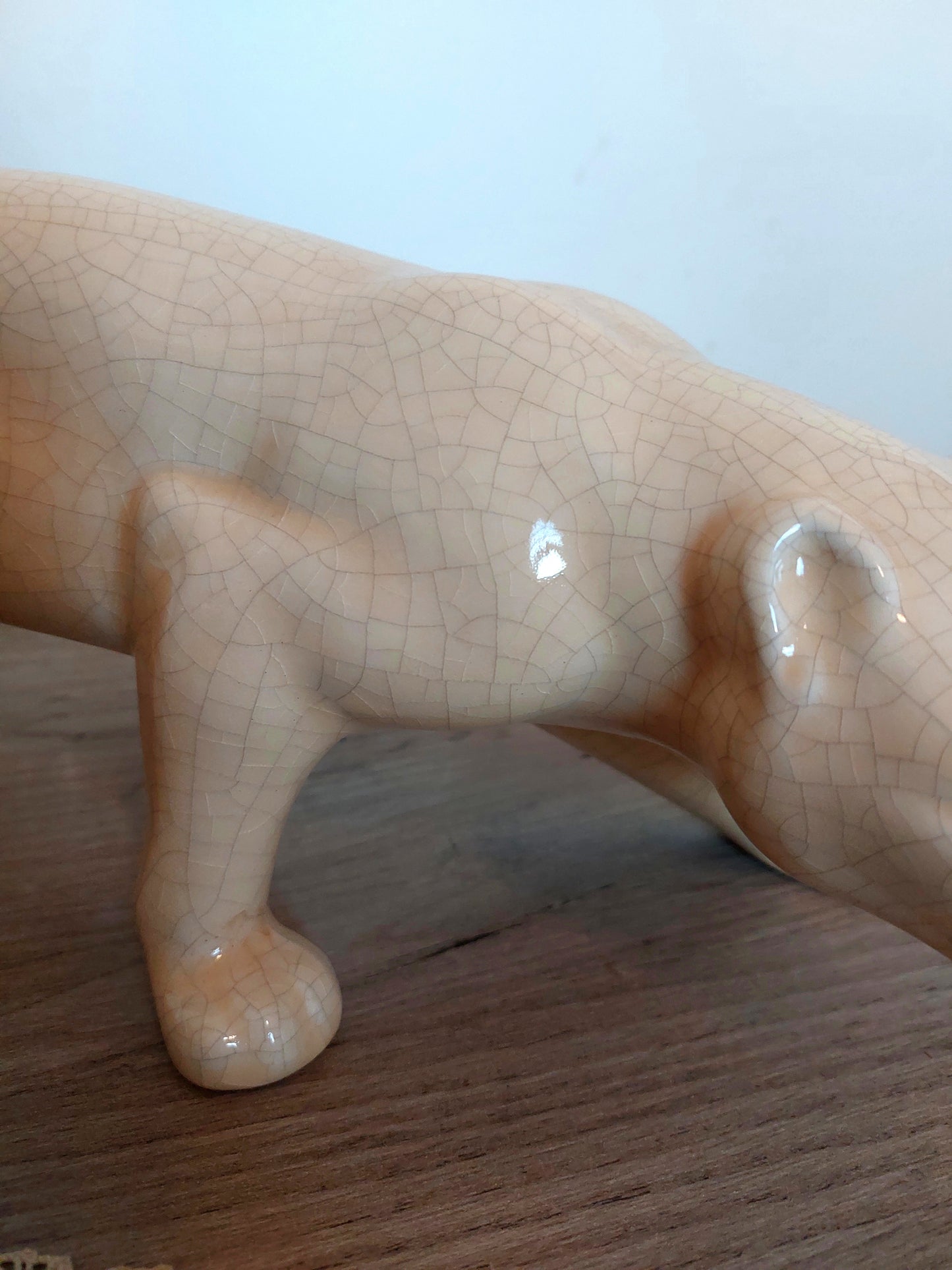 Pantera in Ceramica Artigianale – Champagne Craquelé